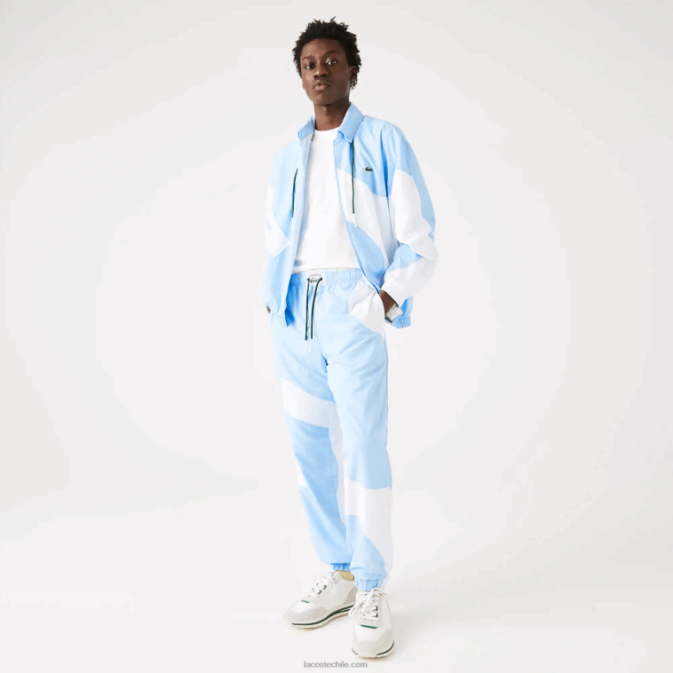 hombres Lacoste azul blanco e7b pantalones de chándal con estampado Heritage N6XZ21071
