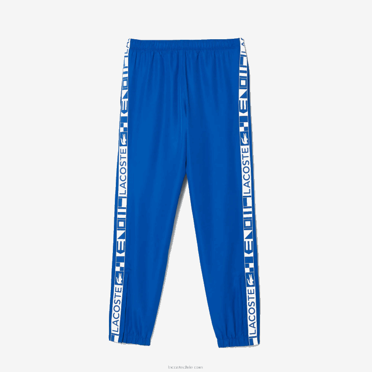 hombres Lacoste azul k1q pantalones deportivos de tenis con estampado lateral N6XZ21087