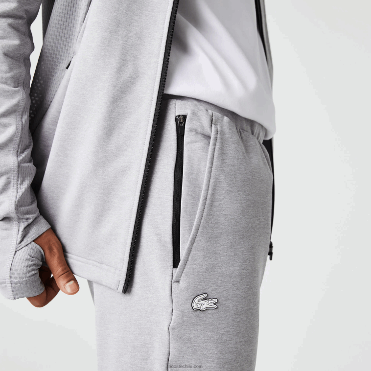 hombres Lacoste chino gris claro 9ya pantalones deportivos de dos capas N6XZ21073