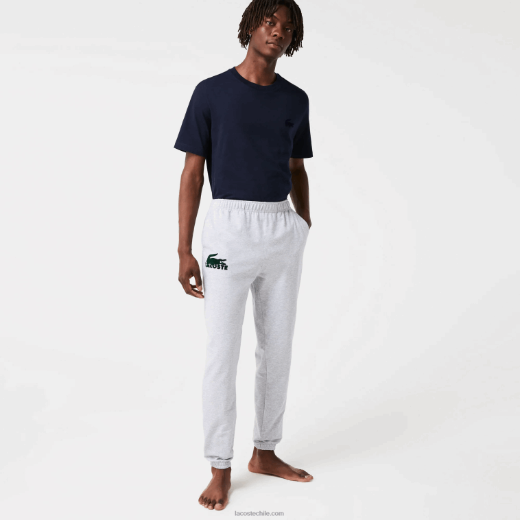 hombres Lacoste gris chino verde y9k joggers de felpa de algodón N6XZ21475