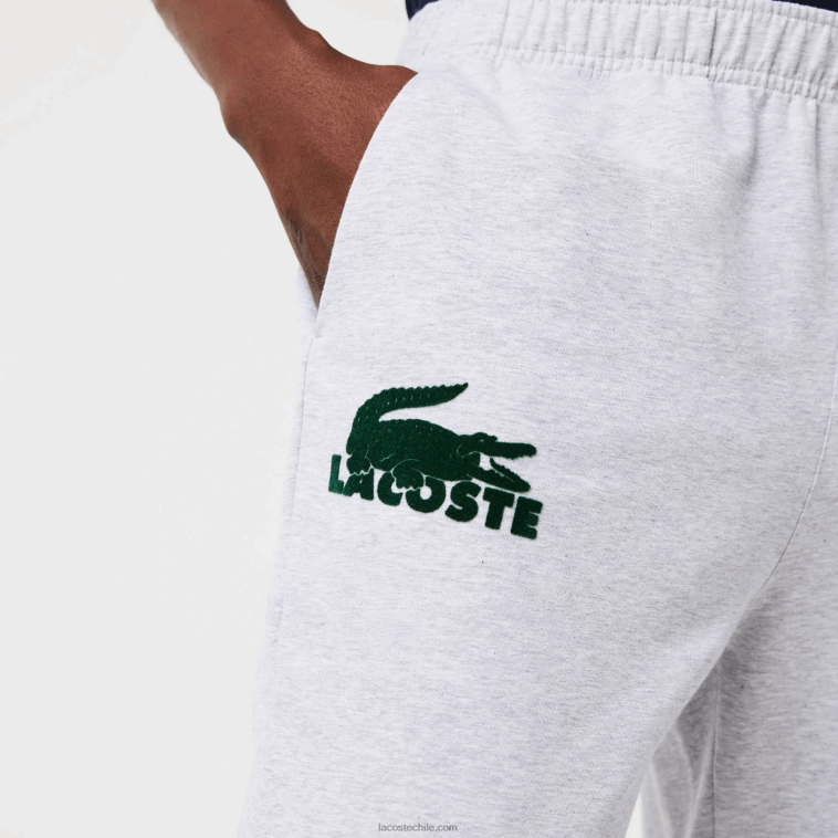hombres Lacoste gris chino verde y9k joggers de felpa de algodón N6XZ21475