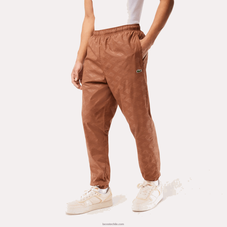 hombres Lacoste lfa marrón claro pants con monograma estampado N6XZ2317