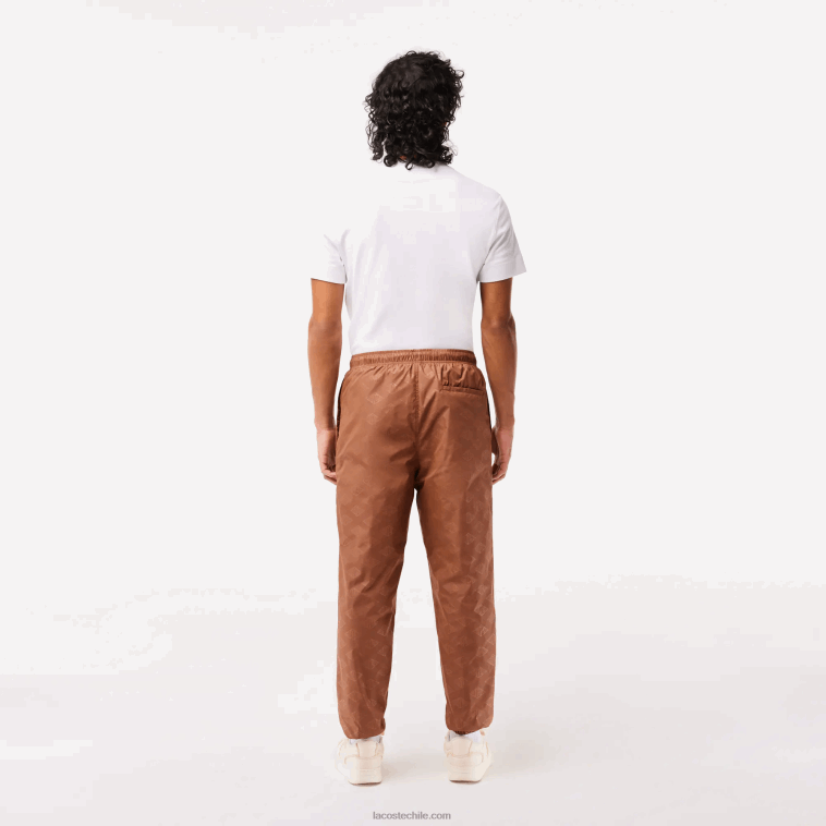 hombres Lacoste lfa marrón claro pants con monograma estampado N6XZ2317