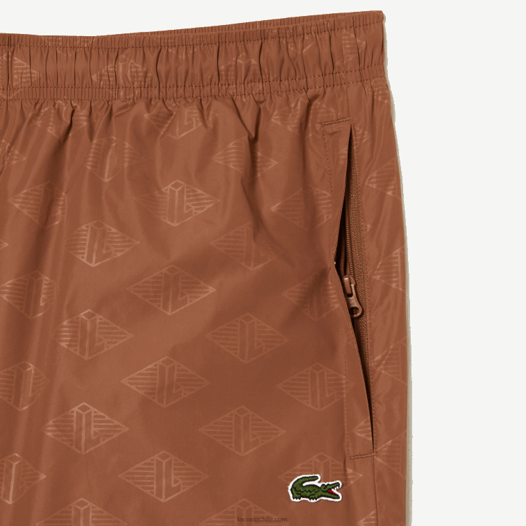 hombres Lacoste lfa marrón claro pants con monograma estampado N6XZ2317