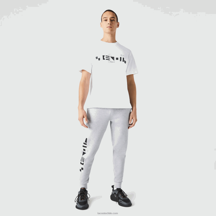 hombres Lacoste lomo gris cca pantalones de chándal con estampado reflectante N6XZ21044