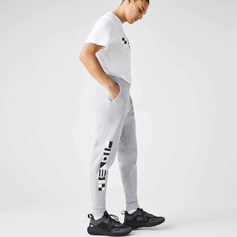 hombres Lacoste lomo gris cca pantalones de chándal con estampado reflectante N6XZ21044