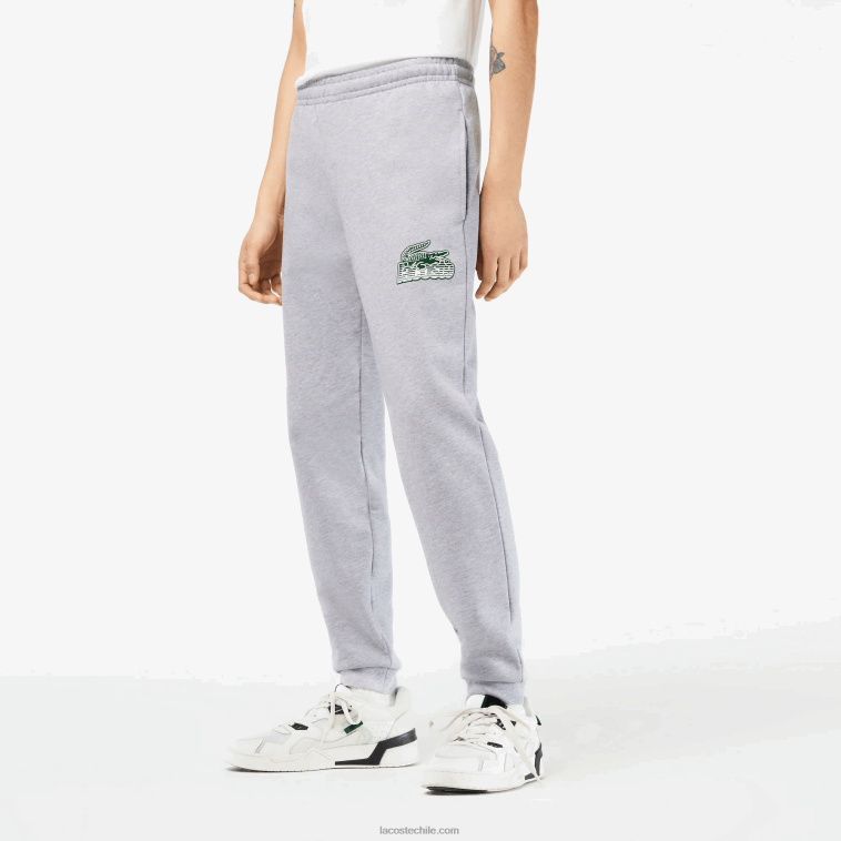 hombres Lacoste lomo gris cca pantalones de chándal sin cepillar N6XZ2308