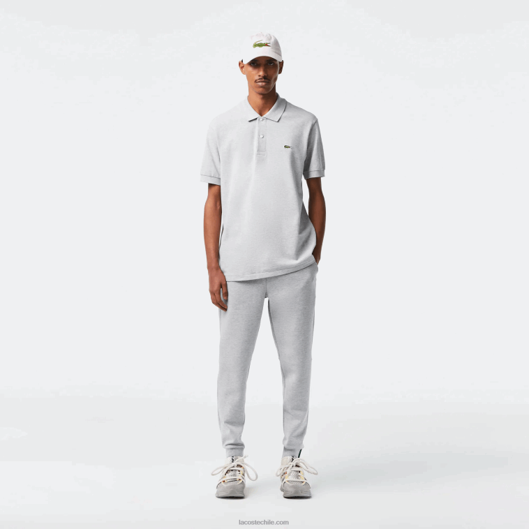 hombres Lacoste lomo gris cca pantalones de chándal slim fit en mezcla de algodón jaspeado N6XZ21006