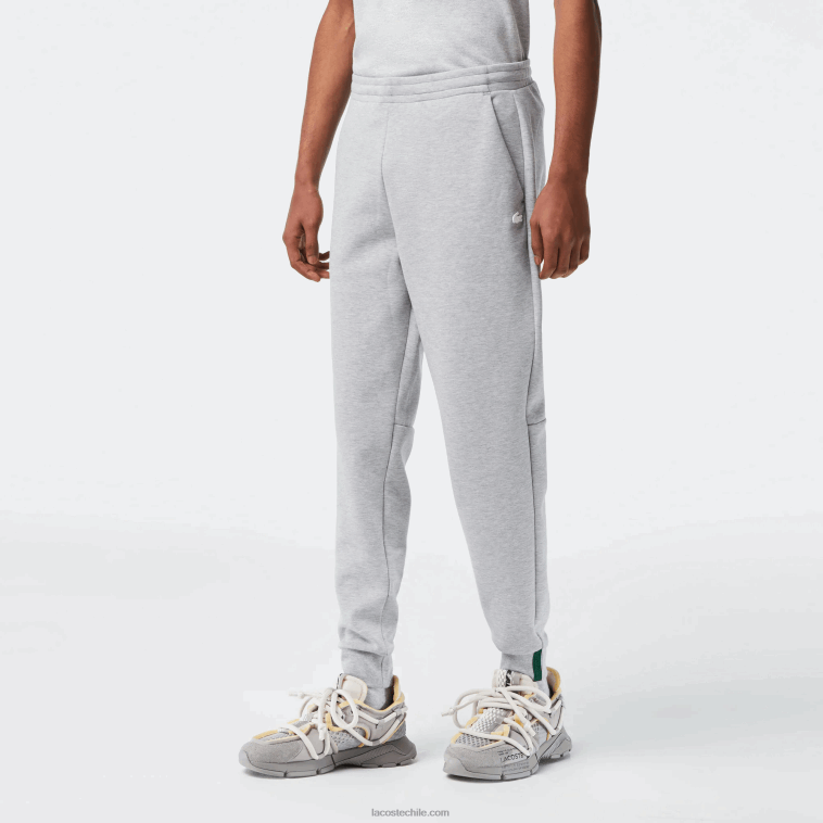 hombres Lacoste lomo gris cca pantalones de chándal slim fit en mezcla de algodón jaspeado N6XZ21006