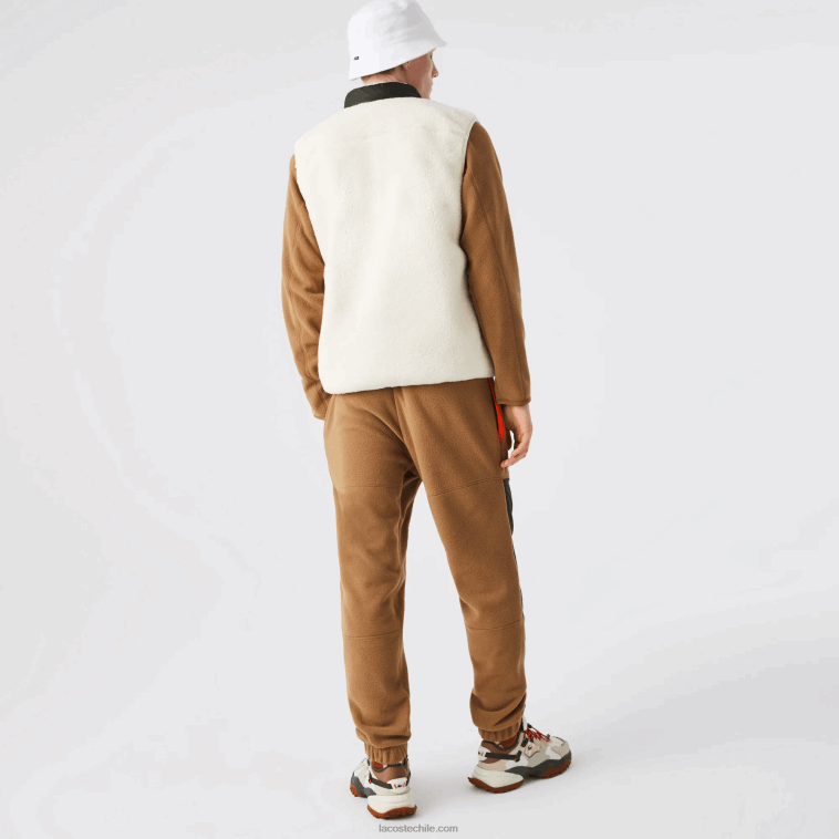 hombres Lacoste marrón caqui verde 89f pantalones deportivos de felpa polar con bloques de color N6XZ21083
