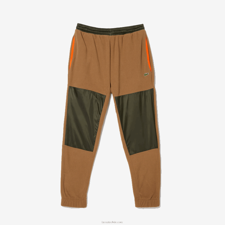 hombres Lacoste marrón caqui verde 89f pantalones deportivos de felpa polar con bloques de color N6XZ21083