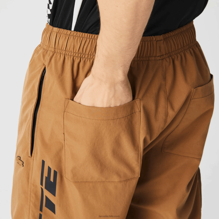 hombres Lacoste marrón z0w pantalones de chándal oversize con logo en contraste N6XZ21002