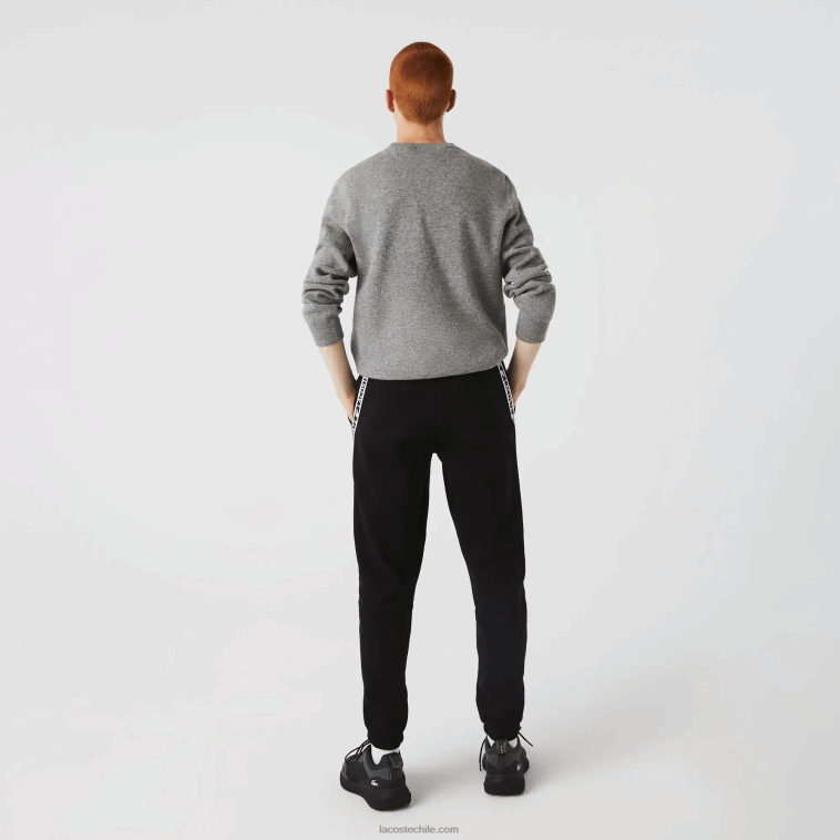 hombres Lacoste negro 031 pantalones de chándal con bandas estampadas N6XZ21459