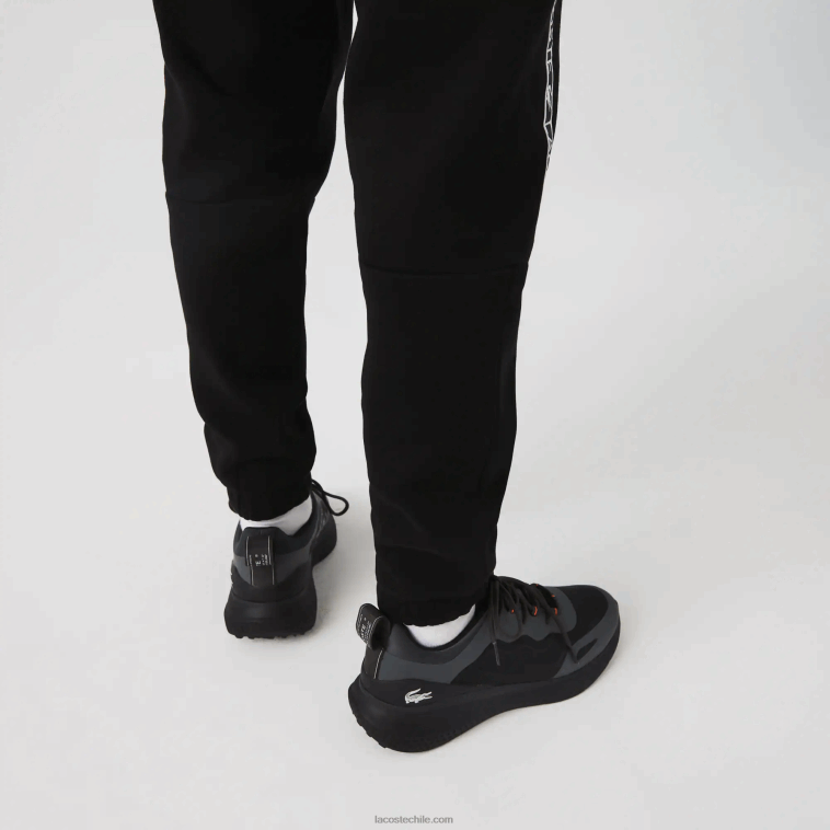 hombres Lacoste negro 031 pantalones de chándal con bandas estampadas N6XZ21459