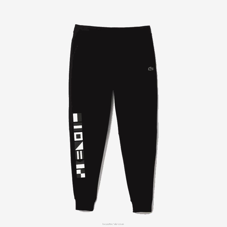 hombres Lacoste negro 031 pantalones de chándal con estampado reflectante N6XZ21043