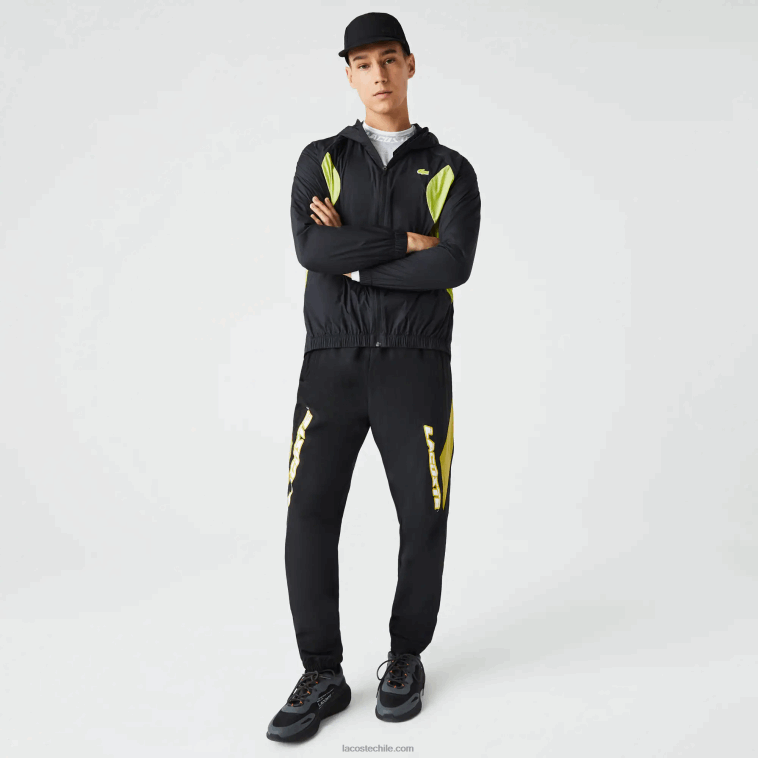 hombres Lacoste negro amarillo n07 pantalones de chándal heritage regular fit con bloques de color N6XZ21110