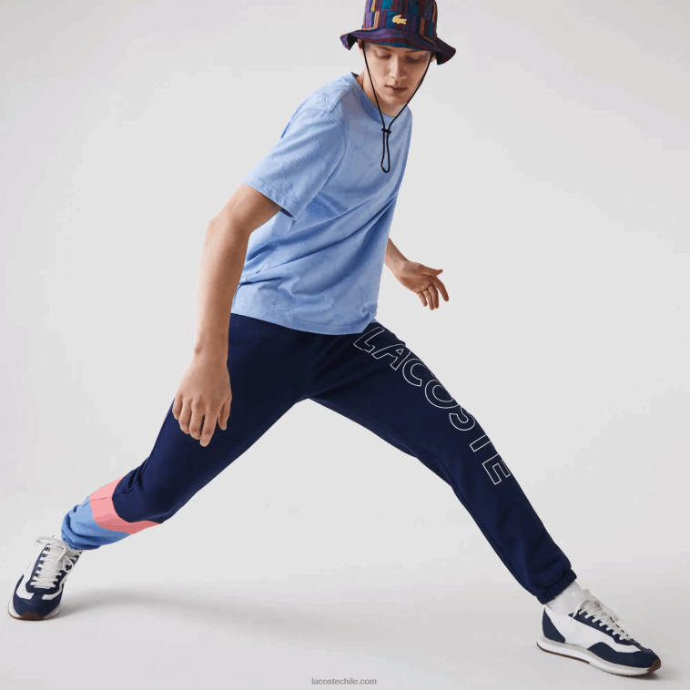 hombres Lacoste rosa azul un4 pantalones de chándal con diseño colour block N6XZ21189