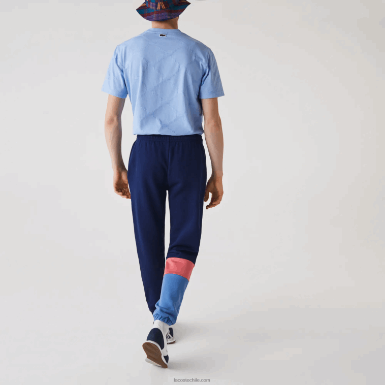 hombres Lacoste rosa azul un4 pantalones de chándal con diseño colour block N6XZ21189