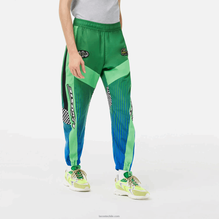 hombres Lacoste verde azul chy pantalones de chándal con estampado de cuadros sombreados N6XZ2338