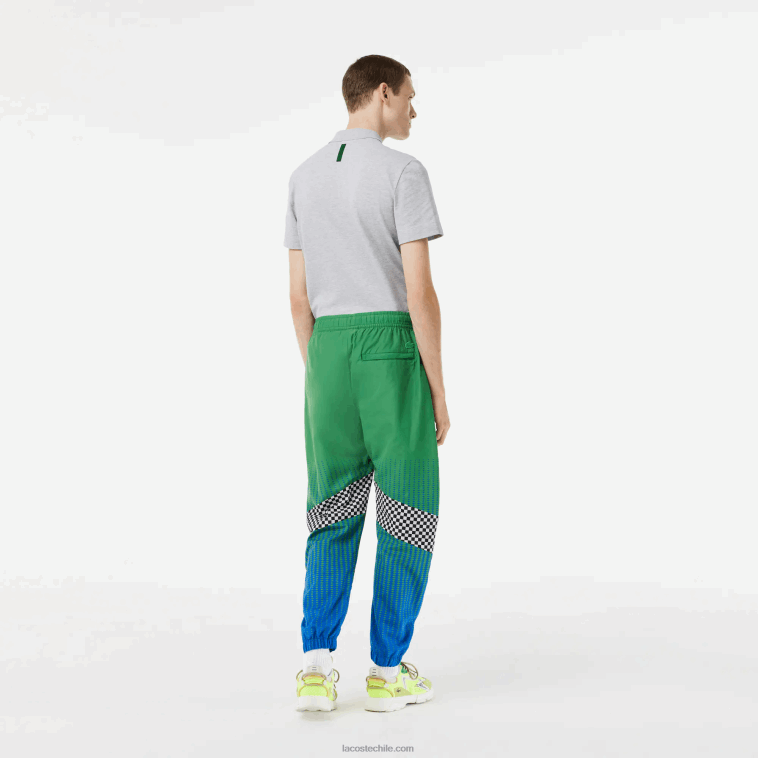 hombres Lacoste verde azul chy pantalones de chándal con estampado de cuadros sombreados N6XZ2338