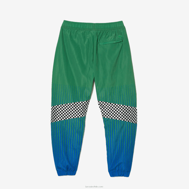 hombres Lacoste verde azul chy pantalones de chándal con estampado de cuadros sombreados N6XZ2338
