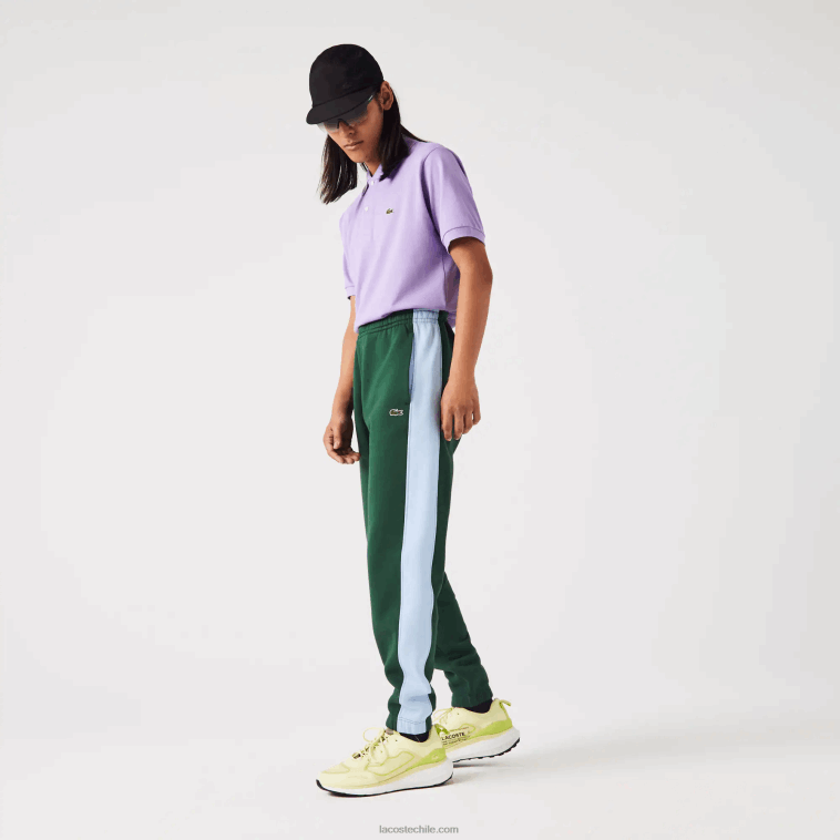hombres Lacoste verde azul dqa pantalones de chándal con bandas en contraste N6XZ21058
