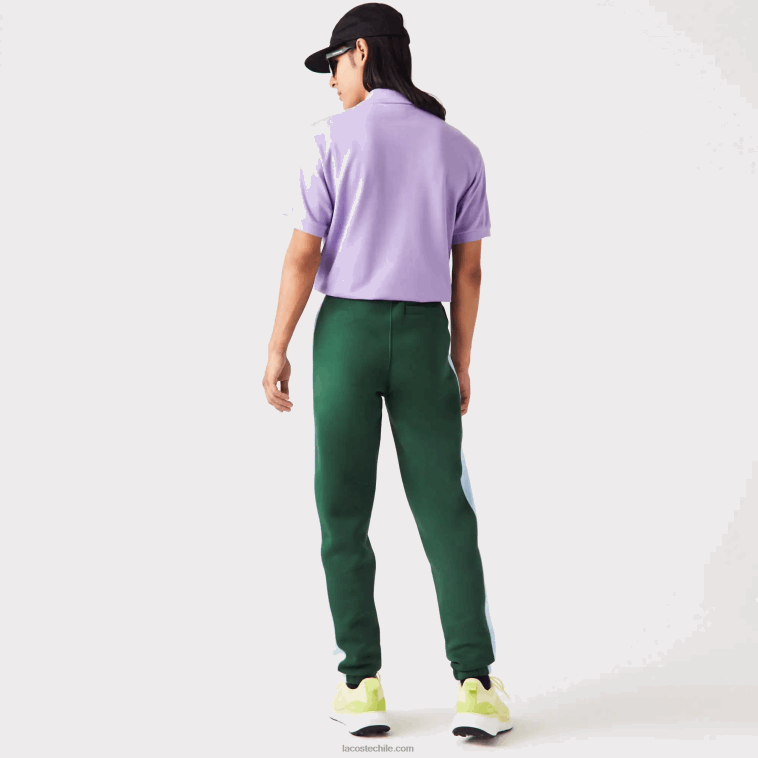 hombres Lacoste verde azul dqa pantalones de chándal con bandas en contraste N6XZ21058