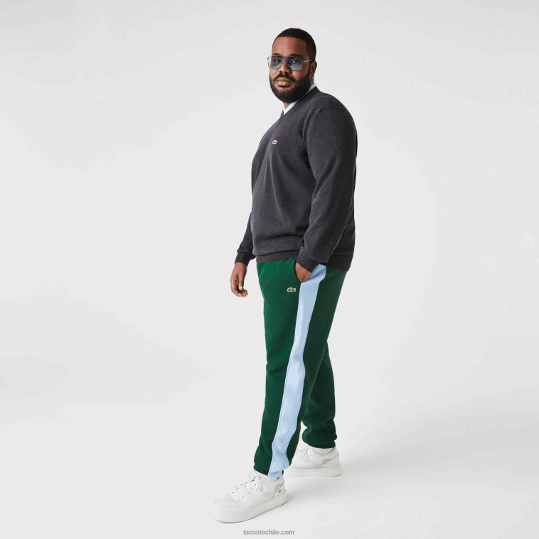 hombres Lacoste verde azul dqa pantalones de chándal con bandas en contraste N6XZ21058
