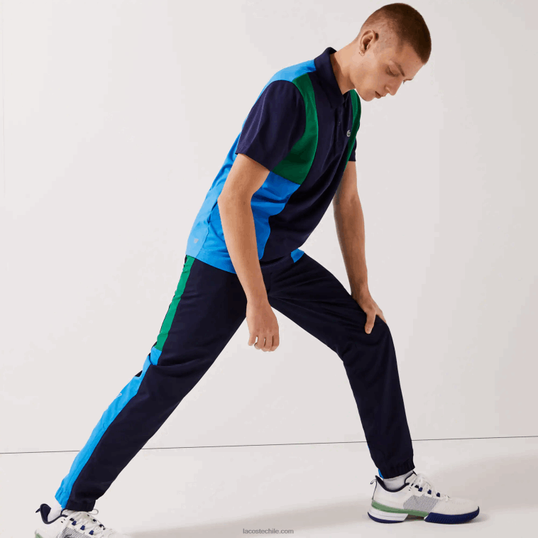 hombres Lacoste verde azul marino blanco m7z pantalones de chándal deportivos con bandas colorblock N6XZ21128