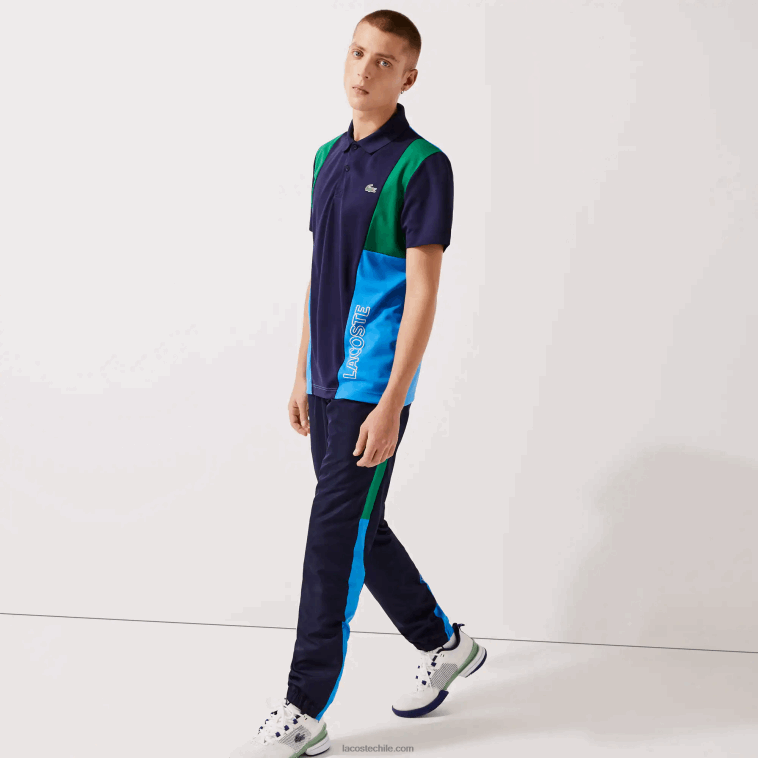 hombres Lacoste verde azul marino blanco m7z pantalones de chándal deportivos con bandas colorblock N6XZ21128