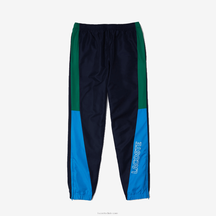 hombres Lacoste verde azul marino blanco m7z pantalones de chándal deportivos con bandas colorblock N6XZ21128