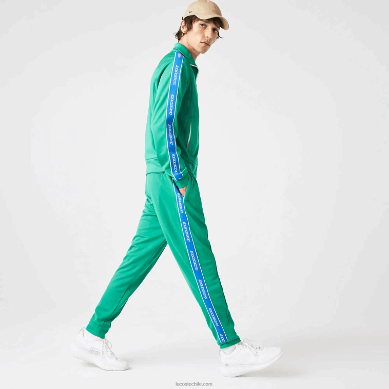 hombres Lacoste verde hd2 pantalones deportivos heritage con bandas en contraste N6XZ21068
