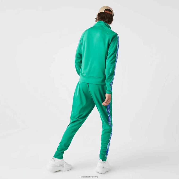 hombres Lacoste verde hd2 pantalones deportivos heritage con bandas en contraste N6XZ21068