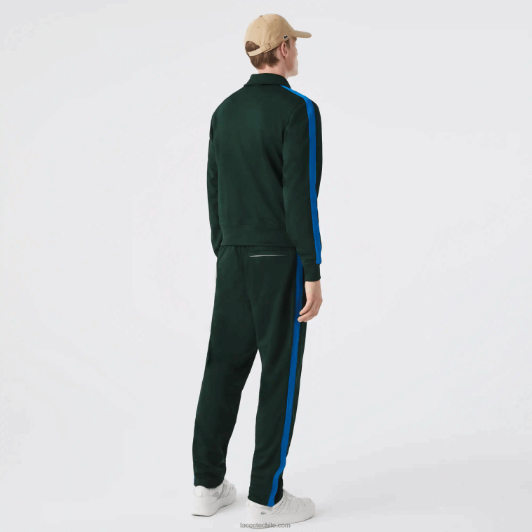 hombres Lacoste yzp verde pantalones de chándal con banda lateral en contraste N6XZ21077