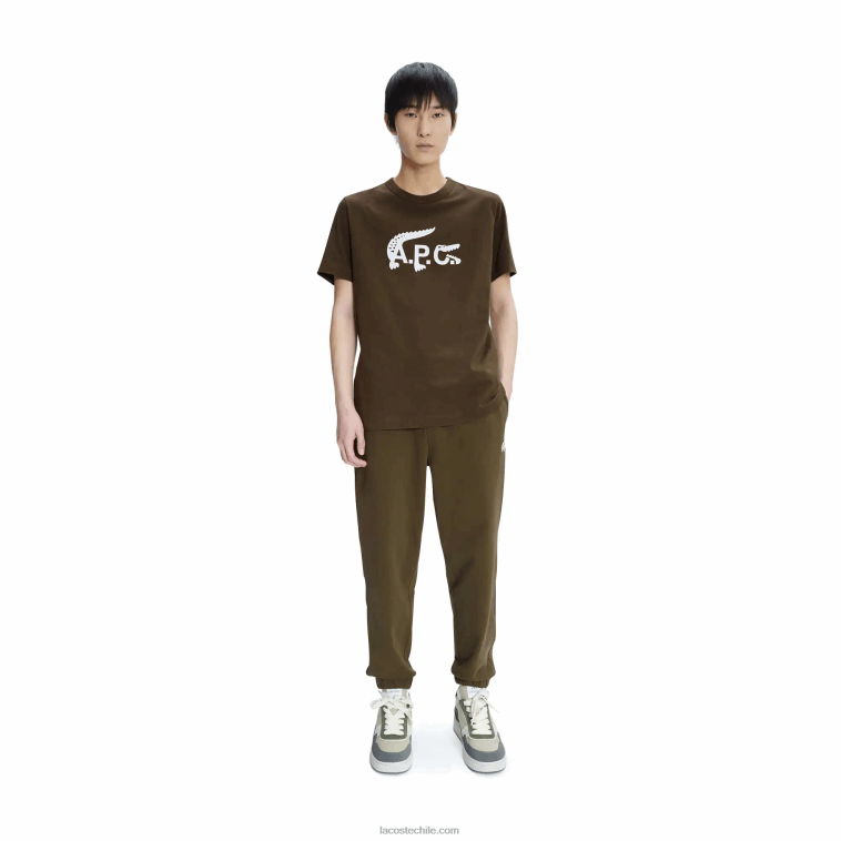 hombrescaqui verde wtw lacoste x a.p.c. pantalones de chándal de felpa de algodón N6XZ21196