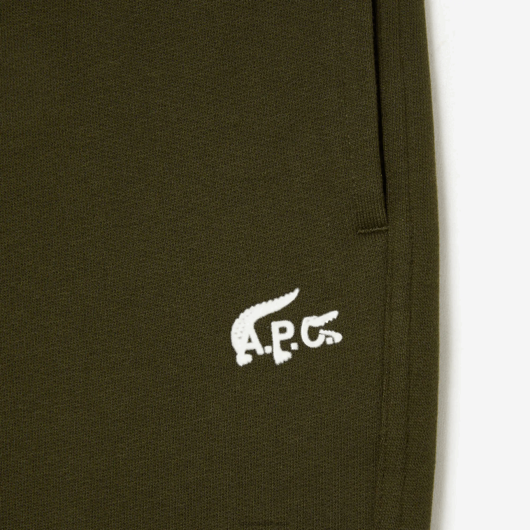 hombrescaqui verde wtw lacoste x a.p.c. pantalones de chándal de felpa de algodón N6XZ21196