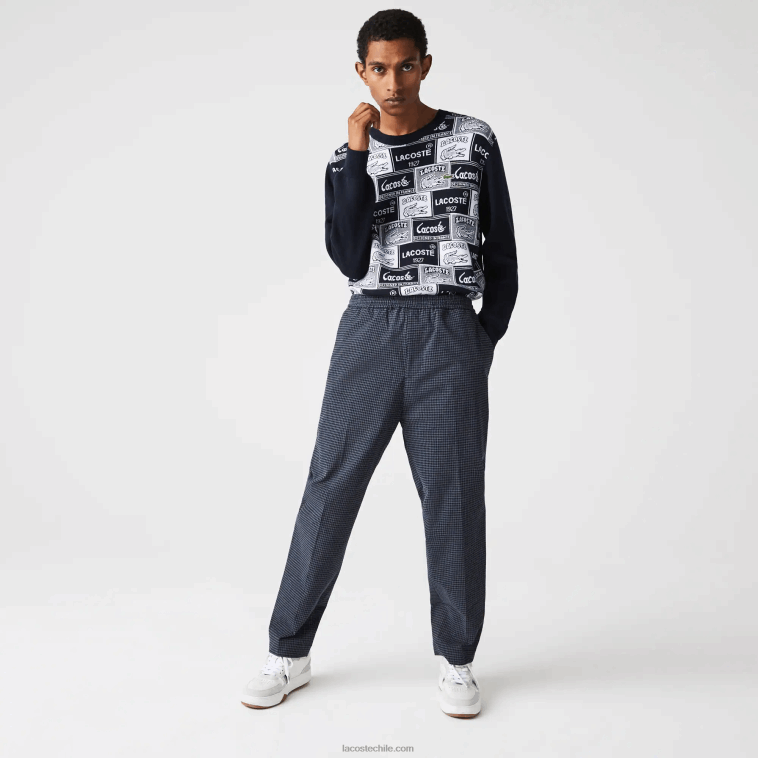 hombres Lacoste azul marino blanco qrn pantalones jogging heritage de algodón elástico a cuadros N6XZ21167 hombres Lacoste azul marino blanco qrn pantalones jogging heritage de algodón elástico a cuadros N6XZ21167