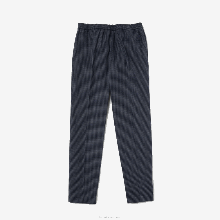 hombres Lacoste azul marino blanco qrn pantalones jogging heritage de algodón elástico a cuadros N6XZ21167