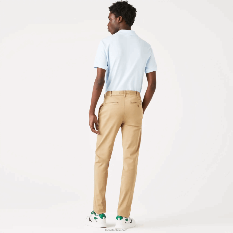 hombres Lacoste beige 02s Nuevos pantalones clásicos de algodón elástico slim fit N6XZ2479