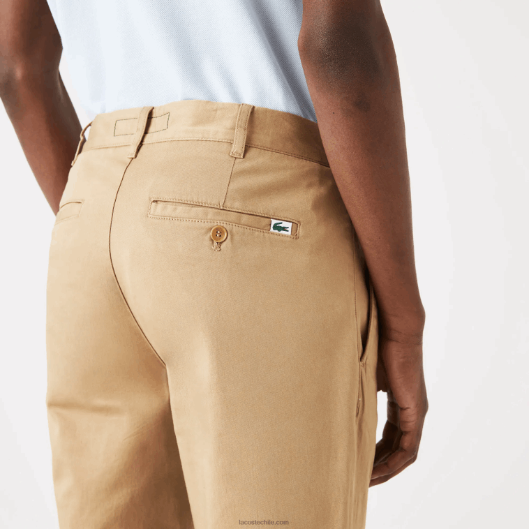 hombres Lacoste beige 02s Nuevos pantalones clásicos de algodón elástico slim fit N6XZ2479