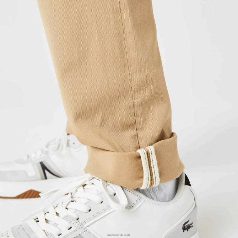 hombres Lacoste beige 02s Nuevos pantalones clásicos de algodón elástico slim fit N6XZ2479