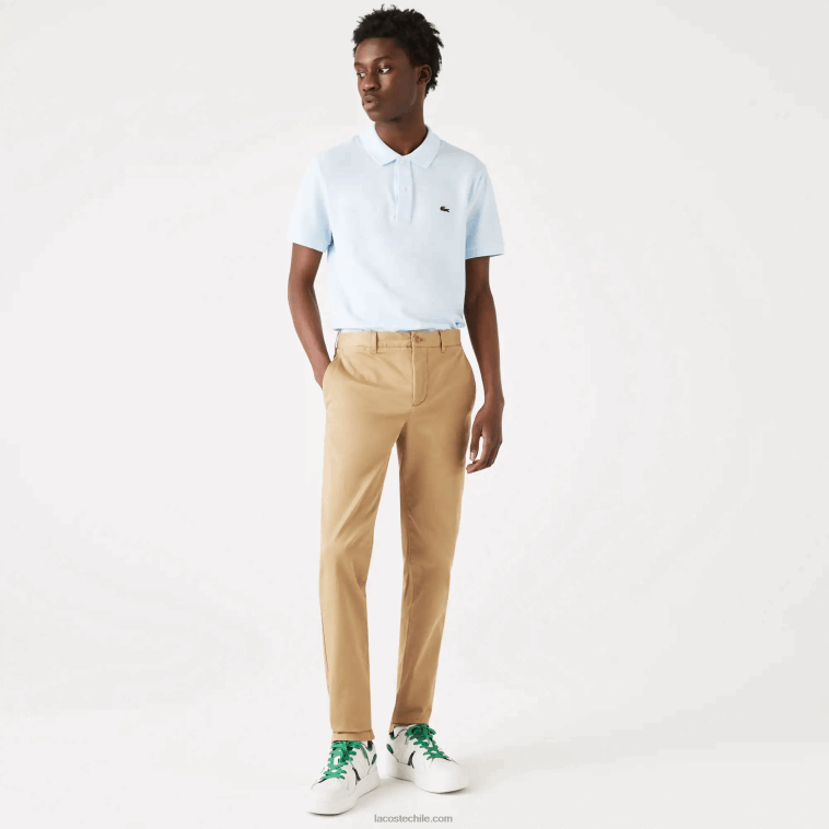 hombres Lacoste beige 02s Nuevos pantalones clásicos de algodón elástico slim fit N6XZ2479