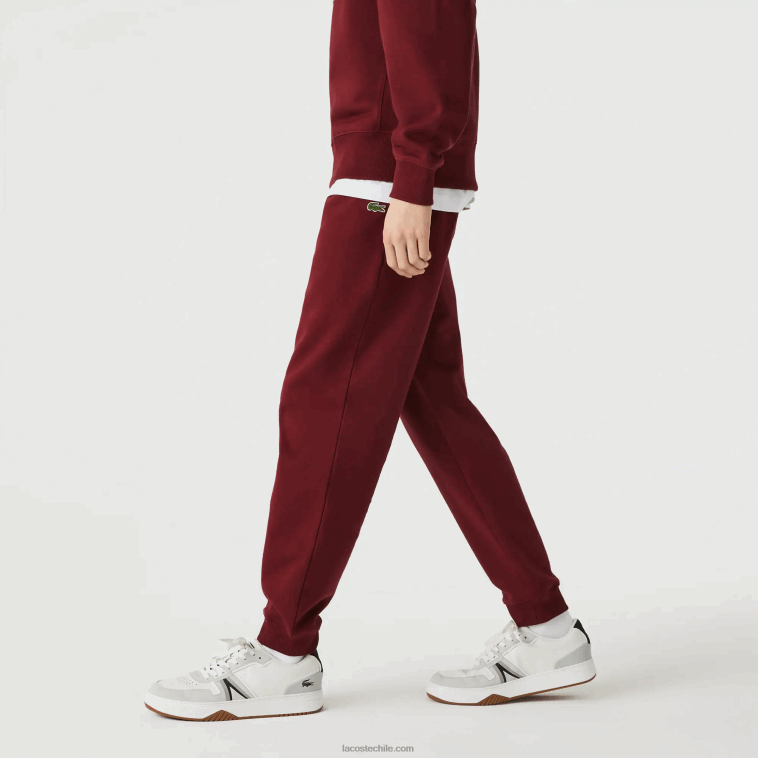 hombres Lacoste burdeos z7f pantalones de chándal de felpa de algodón orgánico N6XZ21207