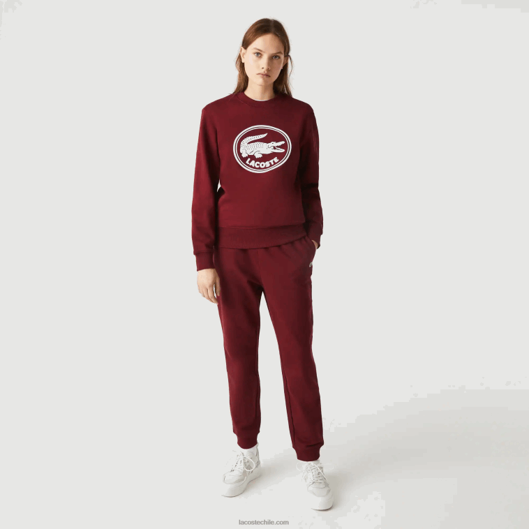 hombres Lacoste burdeos z7f pantalones de chándal de felpa de algodón orgánico N6XZ21207