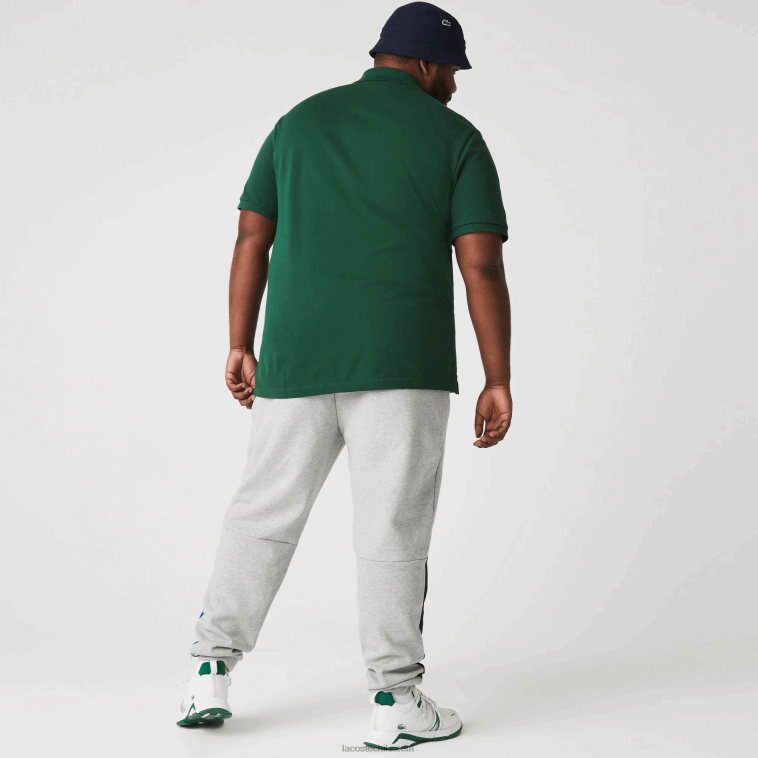 hombres Lacoste gris lomo azul verde hkb pantalones de chándal en mezcla de vellón de algodón con bloques de color N6XZ21179