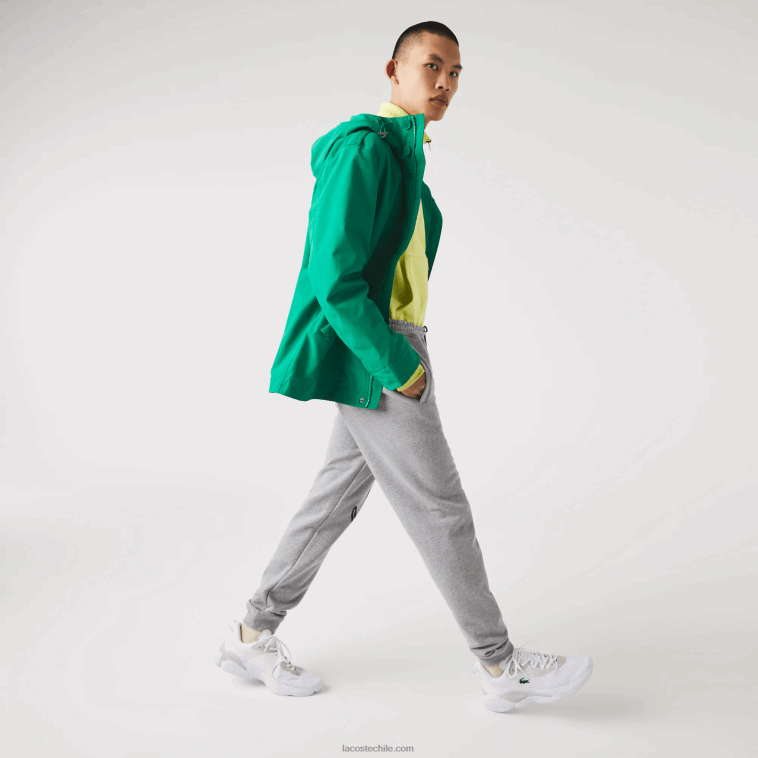 hombres Lacoste lomo gris 4jv pantalones de chándal de felpa de algodón con estampado de cocodrilo y firma N6XZ21065