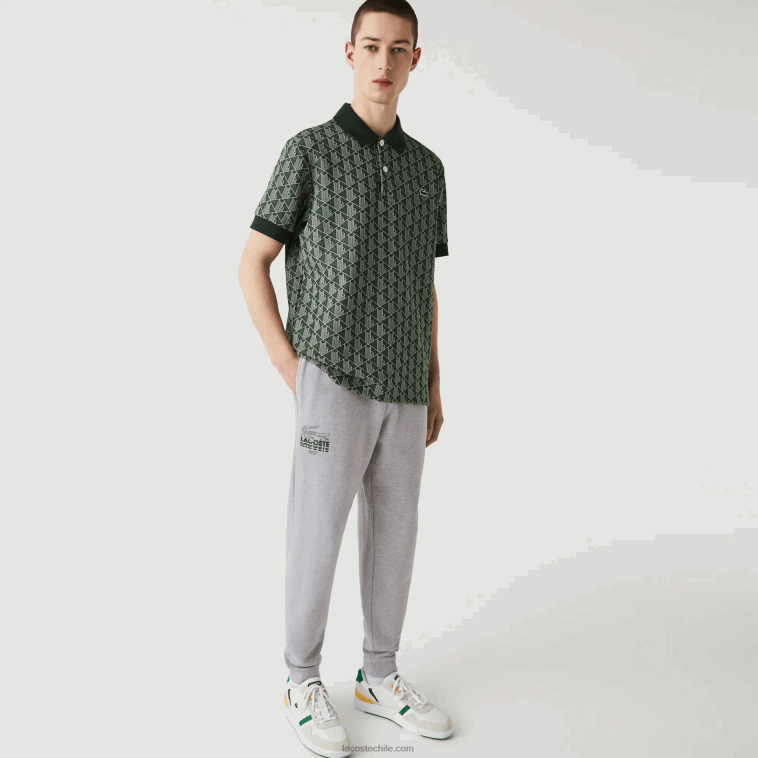 hombres Lacoste lomo gris cca pantalones de chándal de felpa de algodón con marca de cocodrilo N6XZ21092