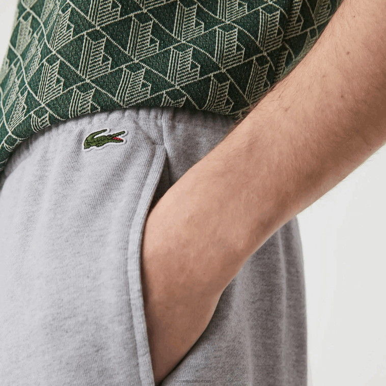 hombres Lacoste lomo gris cca pantalones de chándal de felpa de algodón con marca de cocodrilo N6XZ21092