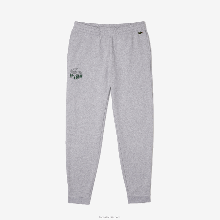 hombres Lacoste lomo gris cca pantalones de chándal de felpa de algodón con marca de cocodrilo N6XZ21092