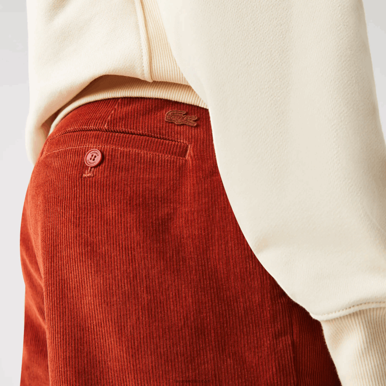 hombres Lacoste marrón ql2 pantalones rectos de pana N6XZ21643